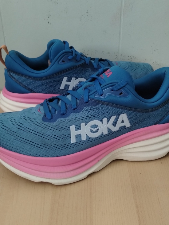 Hoka Shoes - HOKA Bondi 8 Women’s Blue and Pink Running Shoes